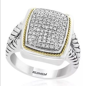 Effy® Sterling Silver 18K Yellow Gold Diamond Ring